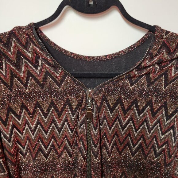 Glitter Red Maroon Zig Zag Print Tunic Top - One Size Fits Most - Picture 4 of 14
